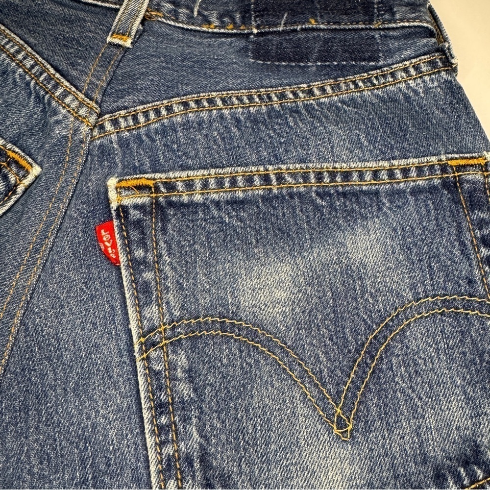 EB Denim Reconstructed Levi’s Vintage Cross Over Shorts SZ XXS/24 90’s Y2K USA - Picture 5 of 10